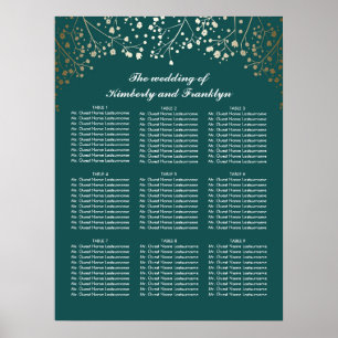 Gold Baby's Breath Teal Wedding Seating Chart