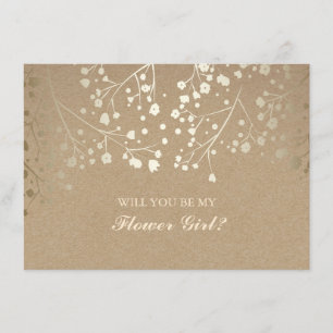 Gold Baby's Breath Wedding Flower Girl Invitation