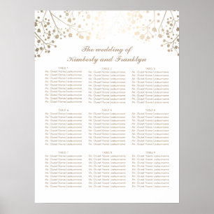 Gold Baby's Breath White Wedding Seating Chart