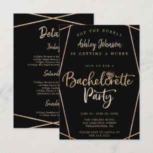 Gold Bachelorette Party Invitations - Itinerary