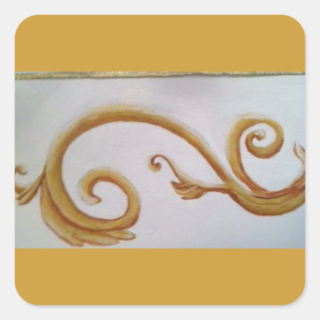 gold background scroll design by bbillips square sticker (Front)