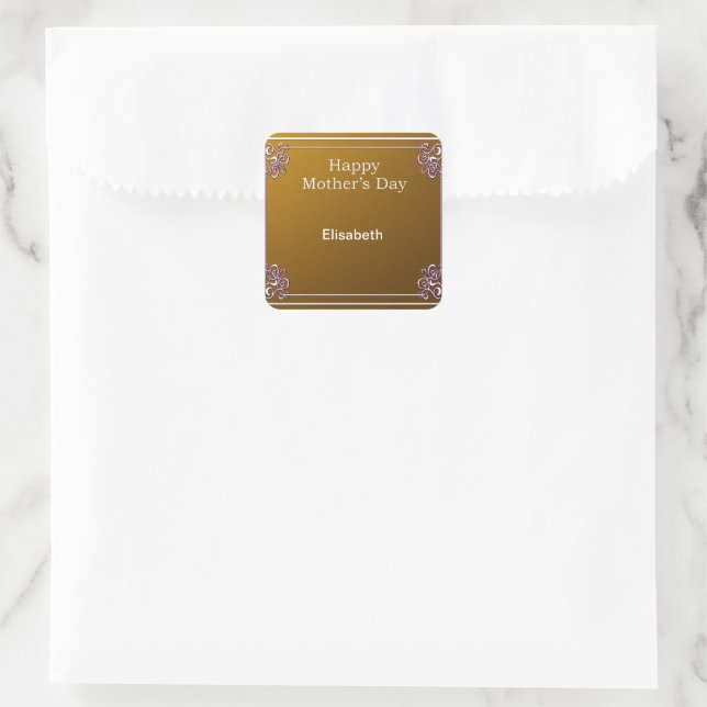 gold background square sticker (Bag)