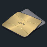Gold Background stripes accent Laptop Sleeve<br><div class="desc">Image of gold metallic background with two shiny gold stripes accent. Optional monogram.</div>