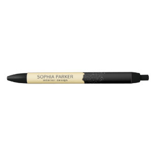 Gold Background White Spark Black Ink Pen
