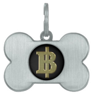 GOLD BAHT SIGN ฿ Thai Money Currency ฿ Pet ID Tag