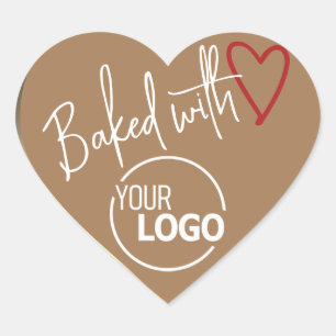 Gold Baked with Love Homemade Baking Logo Template Heart Sticker