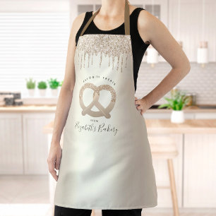 Gold Bakery Catering Chef Glitter Drips Script Apron