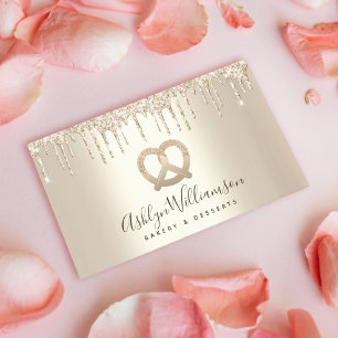 Gold Bakery Pastry Chef Catering Glitter Drips Business Card