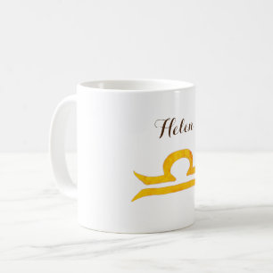 Gold Balance, Libra  Zodiac Sign Custom Name Coffee Mug