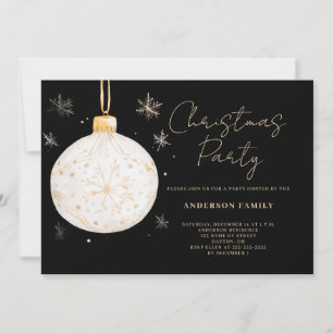 Gold Ball Ornament Christmas Party  Invitation