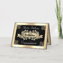 Gold Ballerina Dancing Embellished Congratulations