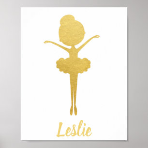 Gold Ballerina Personalised Nursery Poster