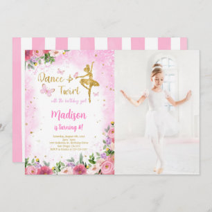 Gold Ballerina Photo Invitation 