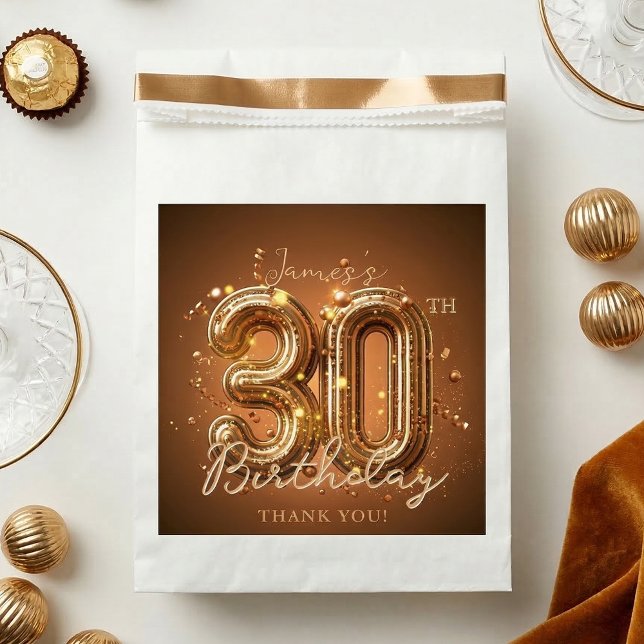 Gold Balloon 30th Birthday Brown and Bronze Favour Bags (Creator Uploaded)