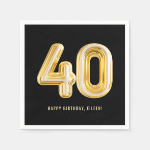 Gold Balloon Forty 40th Birthday Party Napkins