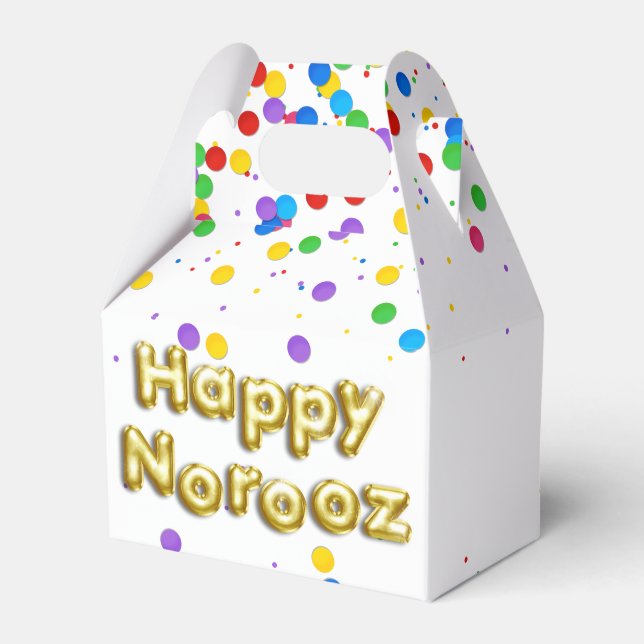 Gold Balloon Happy Norooz Persian New Year Favour Box (Front Side)