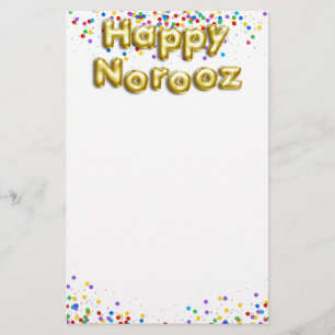 Gold Balloon Happy Norooz Persian New Year Stationery