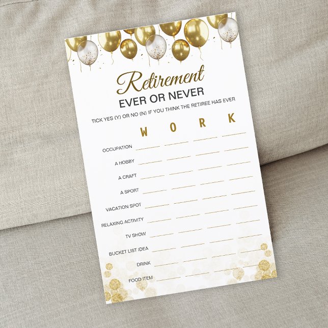 Gold Balloon Happy Retirement Party Game Card (Gold Balloon Happy Retirement Party Game Card)