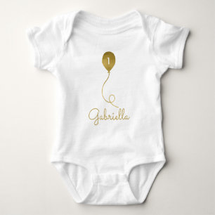 Gold Balloon Name and 1st/Any Age Birthday Baby Bodysuit