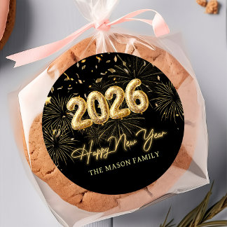 Gold Balloon New Years Eve Party Sticker