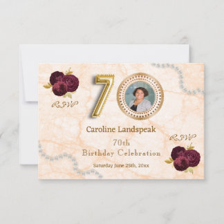 Gold Balloon Numbers & Photo, Floral RSVP