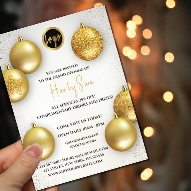  Gold Balloon prices logo We're open Flyer (#businessmarketingadvertisingpromotion #createyourownbusinessflyer #goldpalloon #partyivitztion #pr)