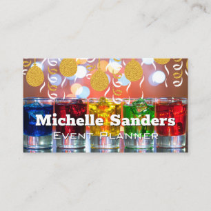 Gold Balloons and Confetti   Colourful Shot Glasse Business Card