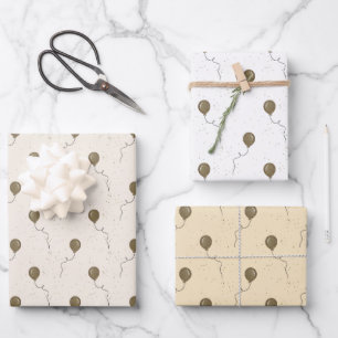 Gold Balloons and Sparkly Sky Wedding Wrapping Paper Sheet