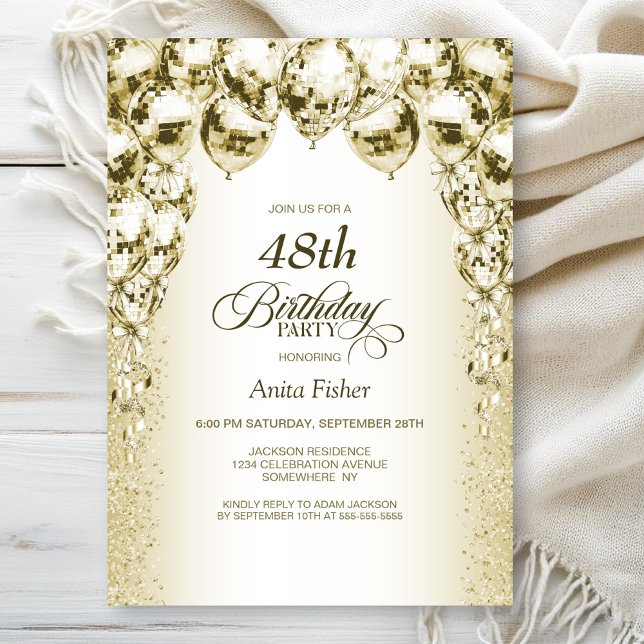 Gold Balloons Any Age Birthday Party Invitation (Creator Uploaded)
