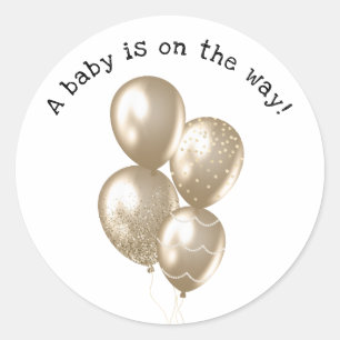 Gold Balloons Baby Shower Round Sticker