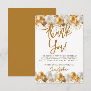 Gold Balloons Birthday Thank You Card