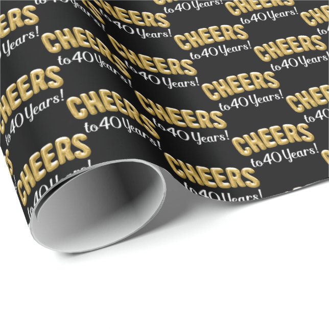 Gold Balloons Cheers to 40 Years 40th Birthday Wrapping Paper (Roll Corner)