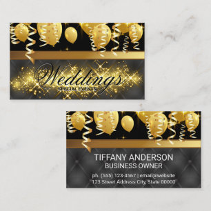 Gold Balloons   Confetti   Golden Sparkle Business Card