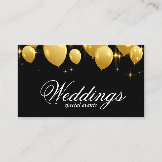 Gold Balloons Event Planner Business Card (Front)