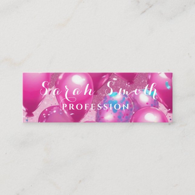 Gold Balloons Glitter Event Wedding Party Mini Business Card (Front)