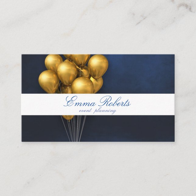 Gold Balloons Modern Business card (Front)