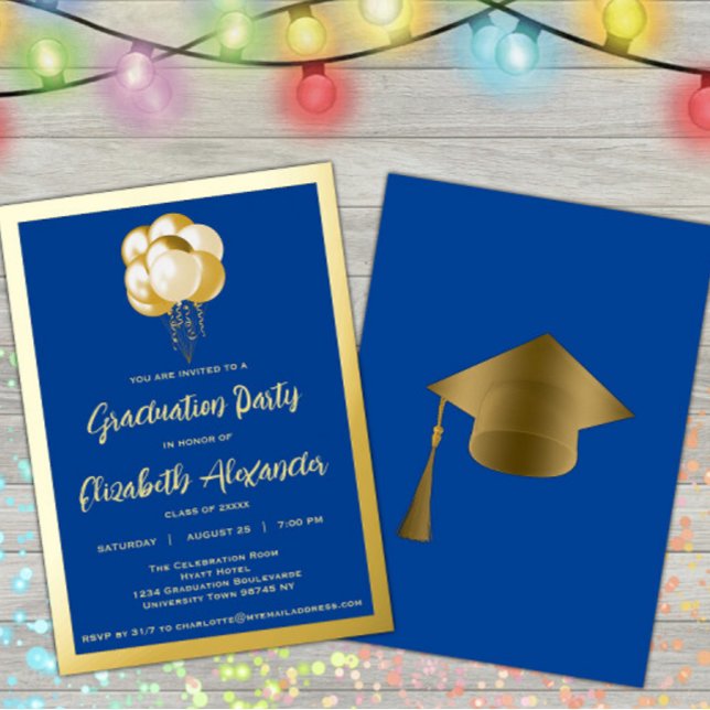 Gold Balloons on Blue Graduate Party  (Creator Uploaded)