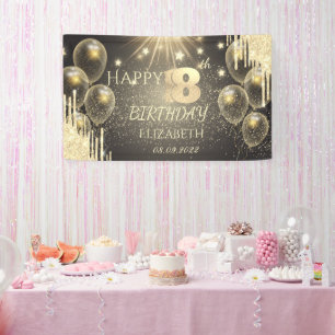Gold Balloons Stars Glitter Drip 18th Birthday Banner