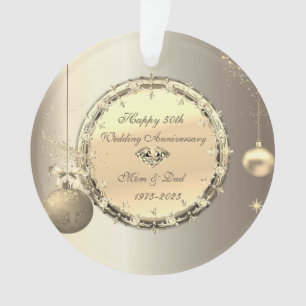 Gold Balls Diamonds 50th Wedding Anniversary Ornament