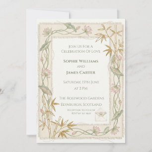 Gold Bamboo Wedding Invitation