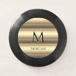 Gold Bands, Black Name & Monogram Wham-O Frisbee<br><div class="desc">Personalise your name and monogram in black on gold bands.</div>