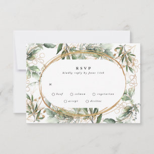 Gold Bands Eucalyptus Elegant Greenery Moss RSVP Card