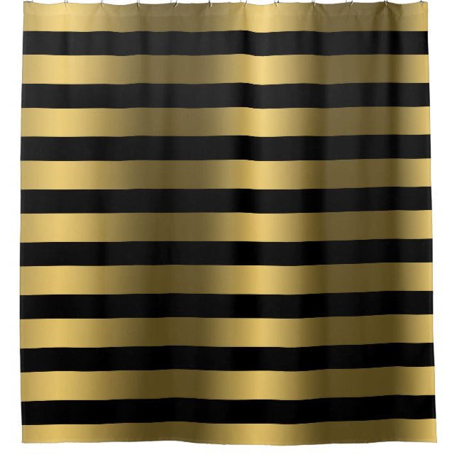 Gold Bands on Black Classy Shower Curtain (Front)