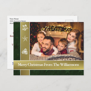 Gold Bands Surround Your Family Christmas Photo Postcard