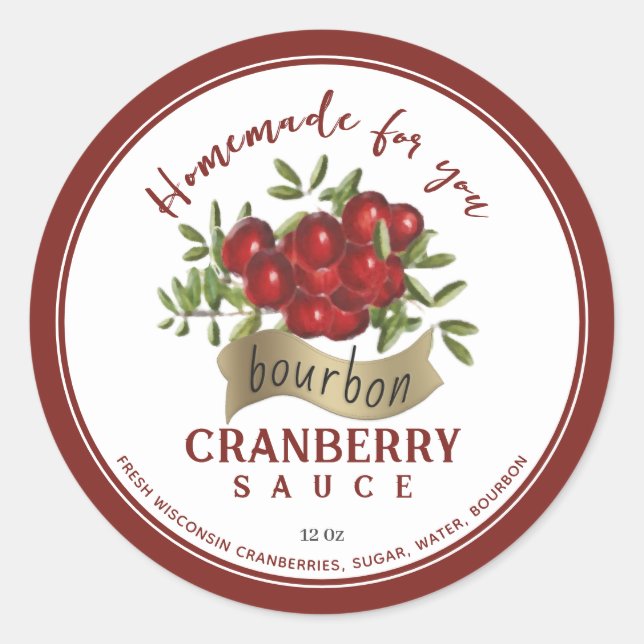 Gold Banner Bourbon and Cranberry Sauce Label      (Front)