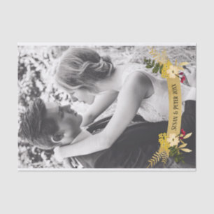 Gold Banner w/ Flowers Overlay Add Your Own Photo Tissue Paper