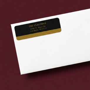 Gold Bar Black Minimalist Modern Return Address