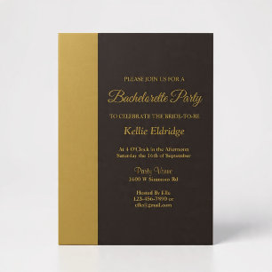 Gold Bar Black Minimalist Modern Wedding Invitation