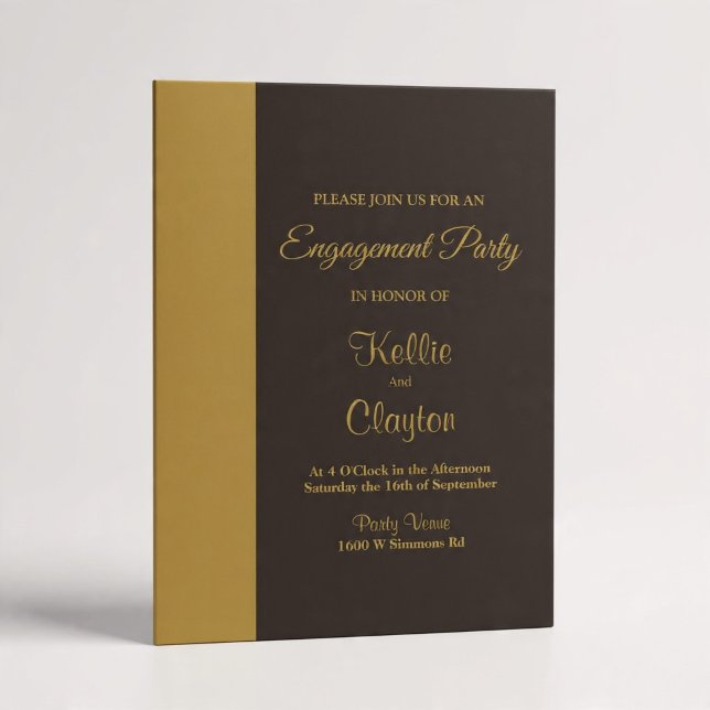 Gold Bar Black Minimalist Modern Wedding Invitation (Creator Uploaded)