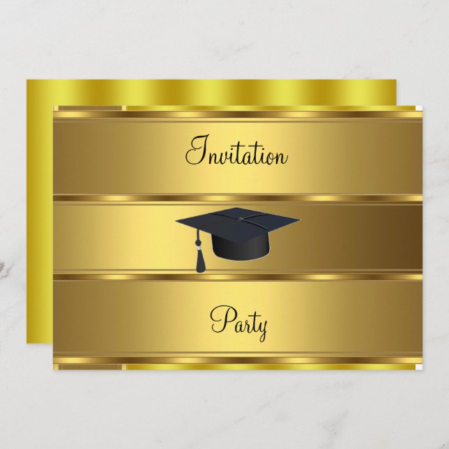 Gold bar Graduation Invitation (Front/Back)